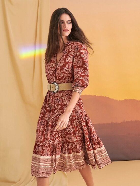 Veronica Beard Dresses & Skirts - Veronica Beard Swedie Printed Midi Dress in Rust